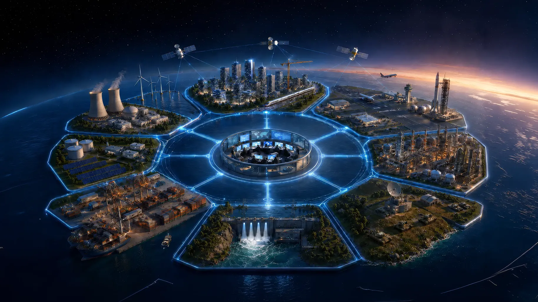 Architecture Owner's Advisory : centre d'orchestration relié aux verticales industrielles par les satellites