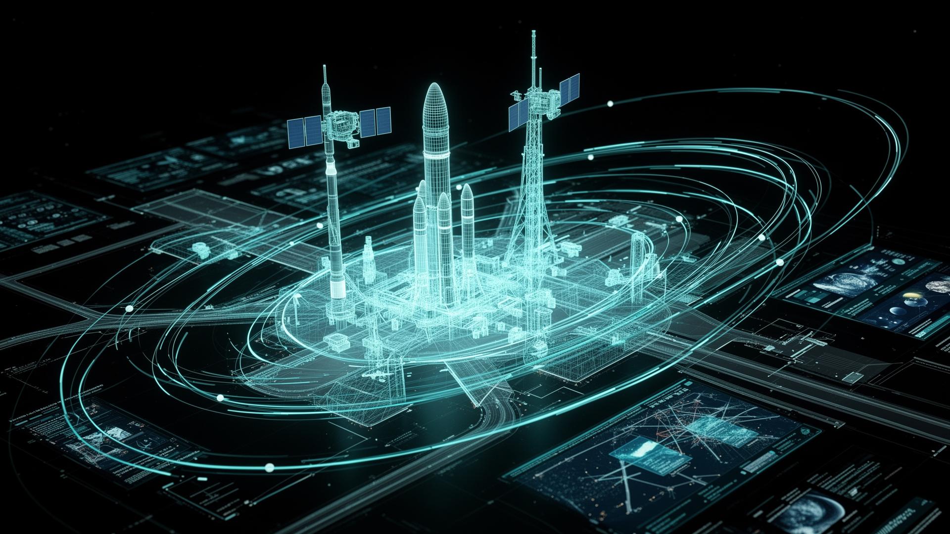 Digital twin of aerospace infrastructure combining satellite imagery and AI analysis