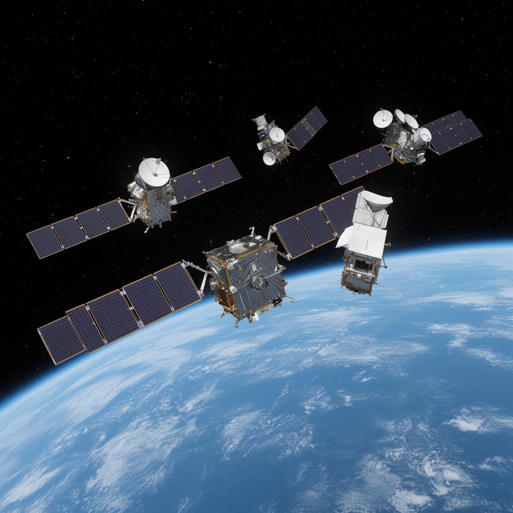 Satellite constellation monitoring the orbital environment around Earth