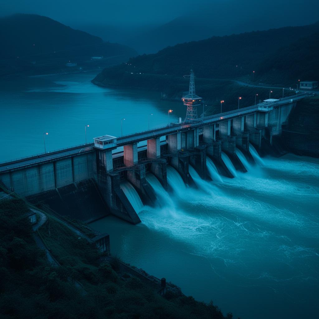 Infrastructure hydroélectrique surveillée par satellite radar et analyse IA