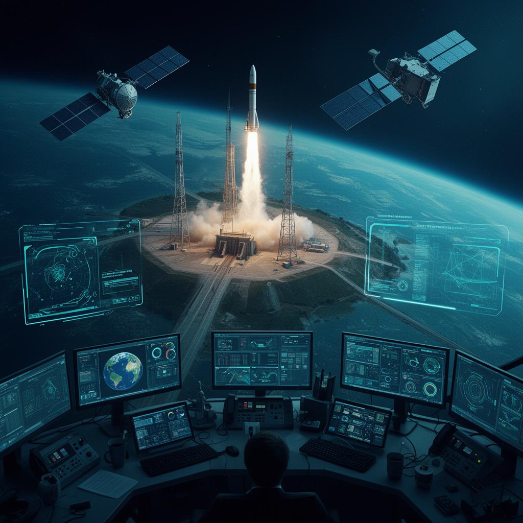 European space launch site observed and monitored from space by satellites